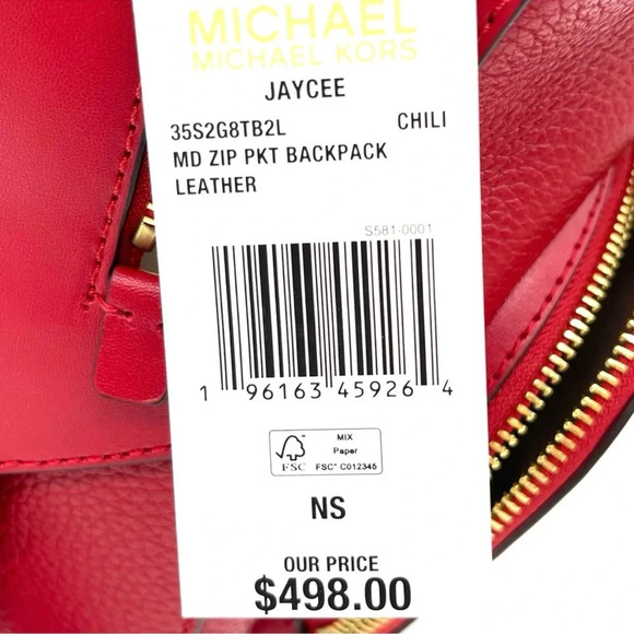 Michael Kors Medium Jaycee Backpack Red - Picture 12 of 12